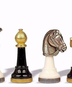 Jeu d'Echecs "Staunton Design" en Métal Massif Laqué Noir et Blanc