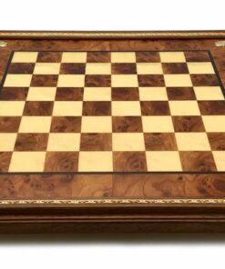Jeu d'Échecs Grand Oriental - Échiquier en Bois de Bruyère et Bois d'Orme & Pièces en bois et laiton massif